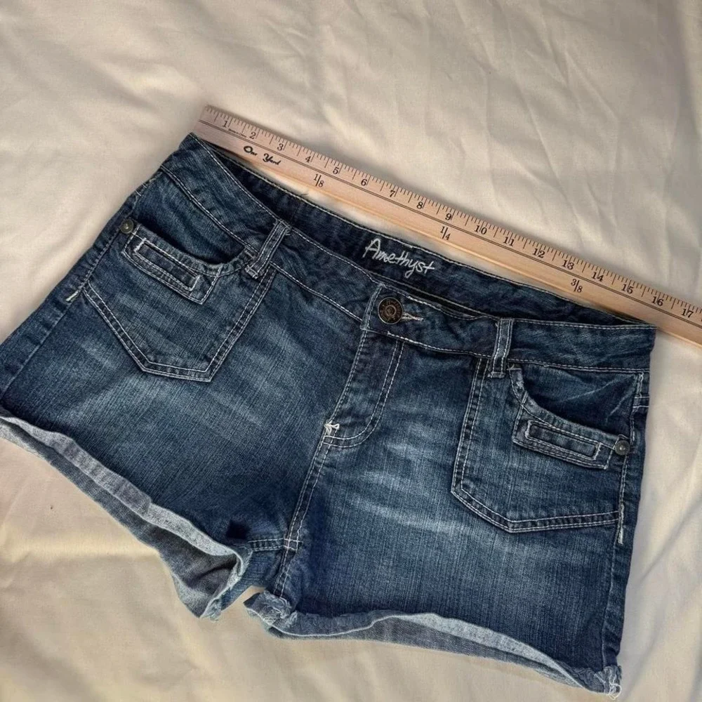 Jean cuffed shorts  Y2K amethyst cuffed denim shorts‎ size 13
